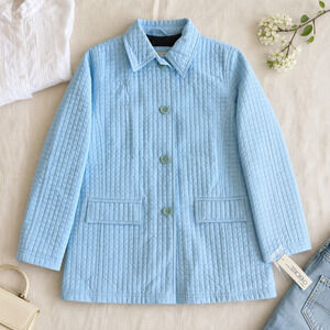 Vintage Cherokee Quilted Jacket Women Small Baby Blue Barn coat Front NWT